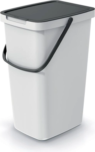 Mülleimer 20 l, aschgrau mit schwarzem Deckel SYSTEMA Q COLLECT