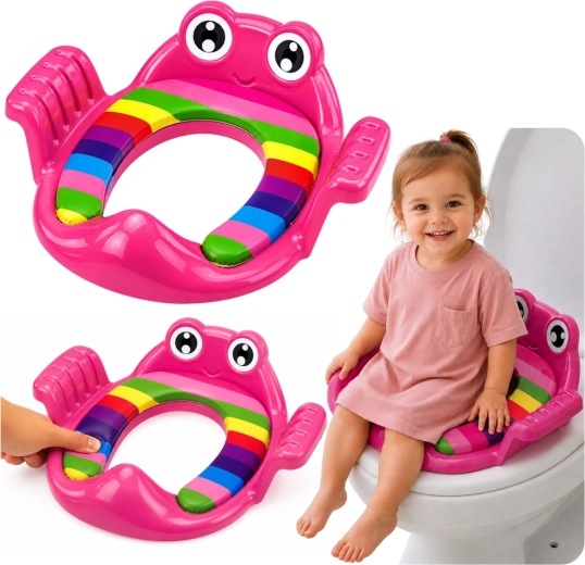 Kinder-Toilettensitzverkleinerer für WC mit weichem Sitz und Griffen, rosa - 1 Stück