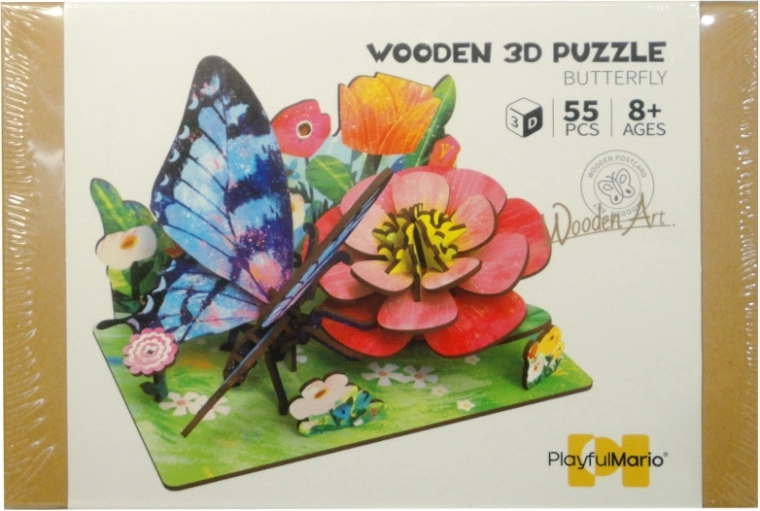 Holz-3D-Puzzle DIY – Wiese mit Schmetterling und Blumen