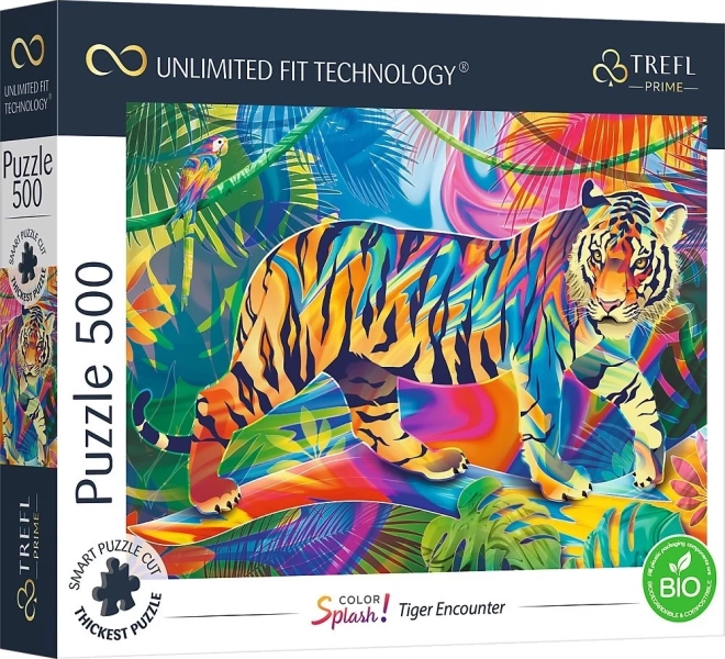 Puzzle TREFL UFT Color Splash: Begegnung mit einem Tiger 500 Teile