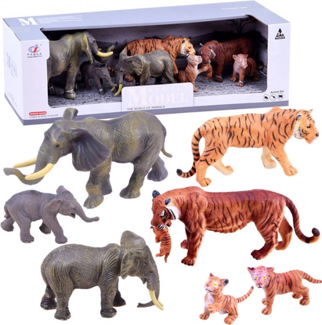 Safari-Figurenset mit Zebras und Löwen – Tiger und Elefant