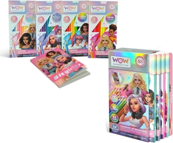 Schreibwaren-Set – Pastell-, klassische, Neon- und Metallic-Buntstifte + Heft