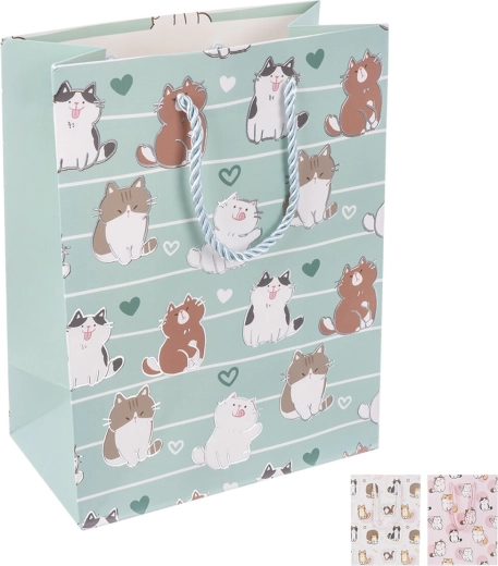 Geschenkpapiertasche mit Katzenmotiv 26 × 10 × 32 cm