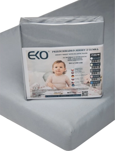 EKO Spannbettlaken aus Jersey mit Gummi grau 120 × 60 cm