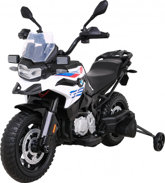 Elektrisches Kinder-Motorrad BMW F850 GS mit Stützrädern, LED und Audio