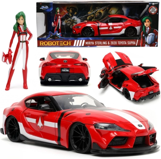Metallmodell ROBOTECH: Miriya Sterling & Toyota Supra 2020 1:24 mit Figur