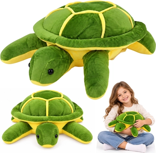 Kuschelige Plüschschildkröte in Grün-Gelb, 33 cm