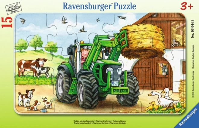 Puzzle 15 Teile mit Rahmen, Traktor auf dem Feld