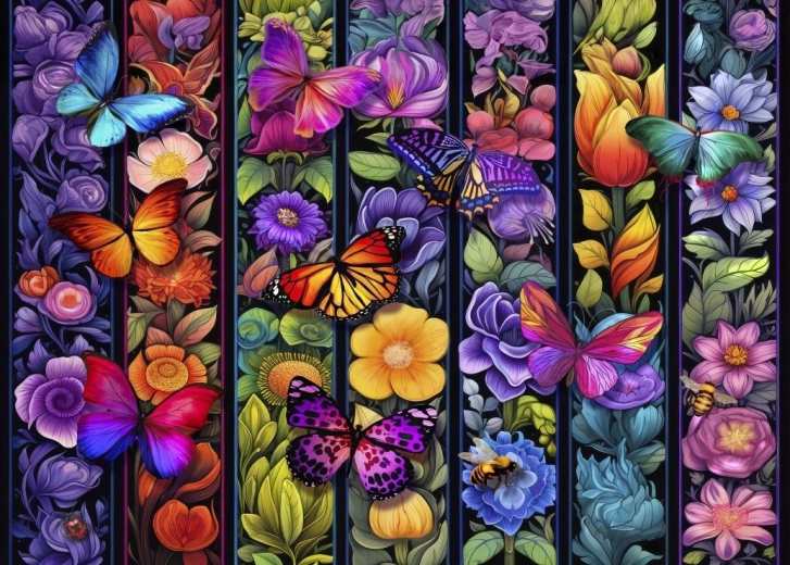 Bluebird Puzzle Blumen und Schmetterlinge 500 Teile