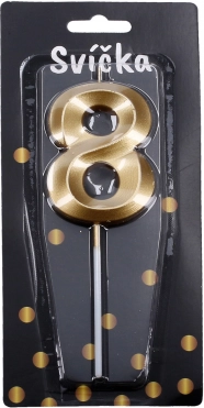 Partykerze Zahl Acht gold
