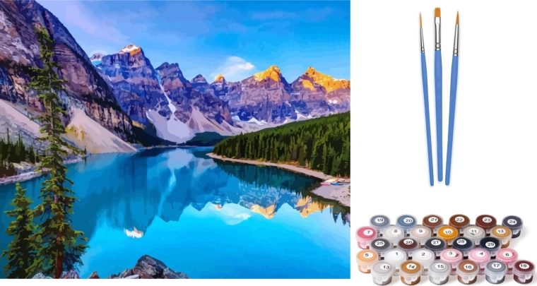 Norimpex Malen nach Zahlen Bergsee auf Leinwand 40 × 50 cm