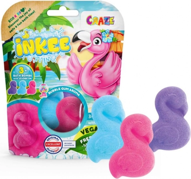 Inkee sprudelnde Badebomben Flamingo 3×55 g