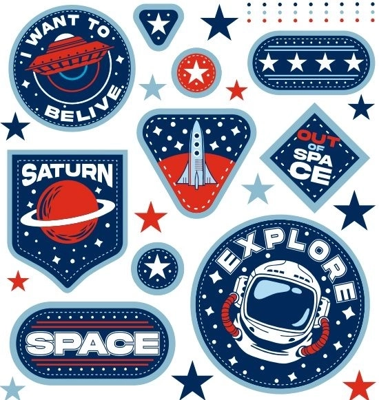Weltraum-Bügelaufkleber