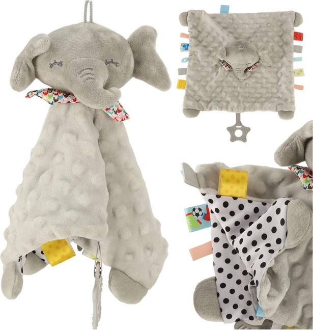 Sensorisches Spielzeug Rasselnder Elefant mit bunten Etiketten