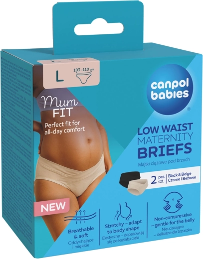 Canpol Babies Schwangerschafts-Slips MumFIT mit niedrigem Bund, Größe L, 2 Stk.