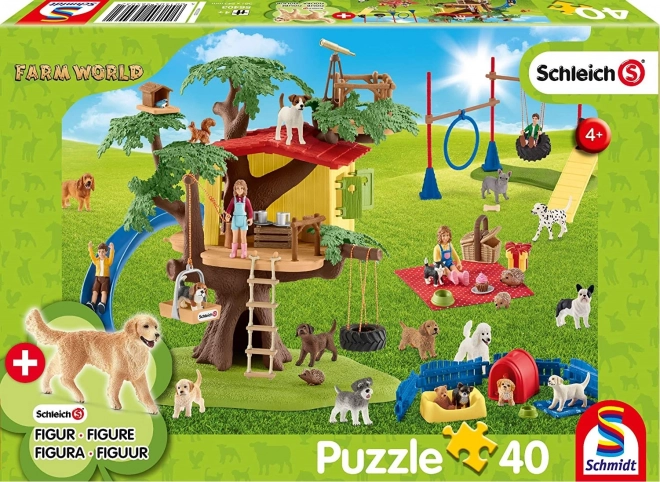 Puzzle SCHMIDT SCHLEICH Glückliche Hündchen, 40 Teile + Figur