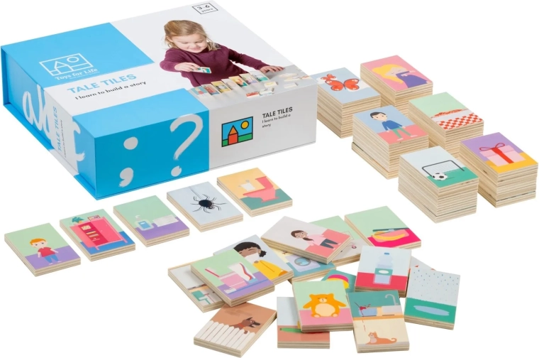 Toys for Life Legeset „Geschichte zusammensetzen“ aus Holzklötzen