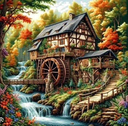 Norimpex Malen nach Zahlen Mühle im Wald 40 × 50 cm