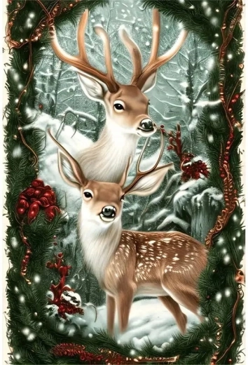 Diamantmalerei – Weihnachtlicher Rentier 30 × 40 cm
