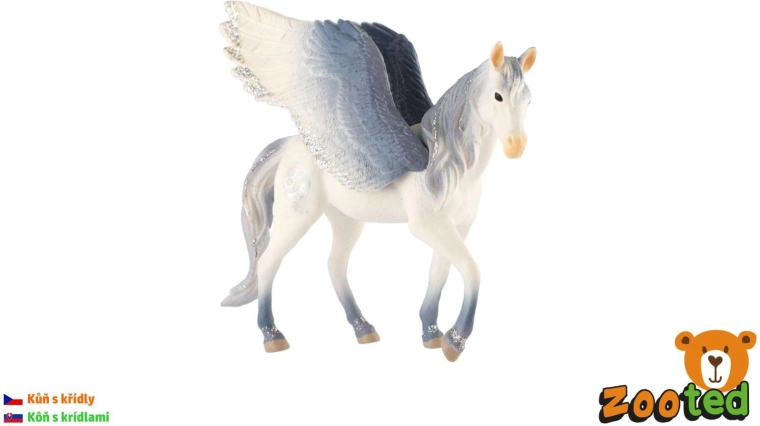 Zooted weiß-graues geflügeltes Pferd Pegasus 14 cm