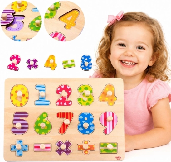 Tooky Toy Holz-Steckpuzzle mit Zahlen und mathematischen Zeichen