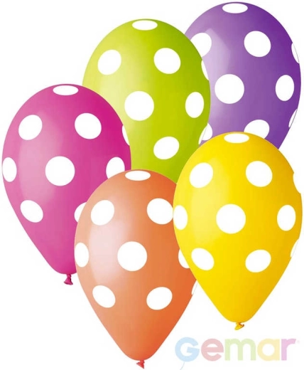 Gemar pastellfarbener Latexballon mit weißen Punkten 30 cm - 1 Stück