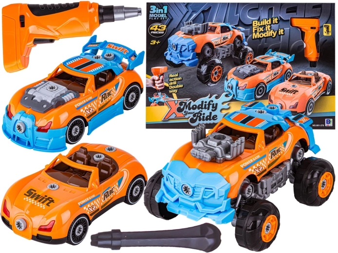 Zerlegbares und zusammenbaubares Auto 3-in-1 Tuning mit Akku-Schrauber (Monster Truck) – 1 Stück