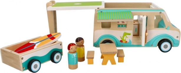 Holzwohnwagen mit Anhänger und Zubehör