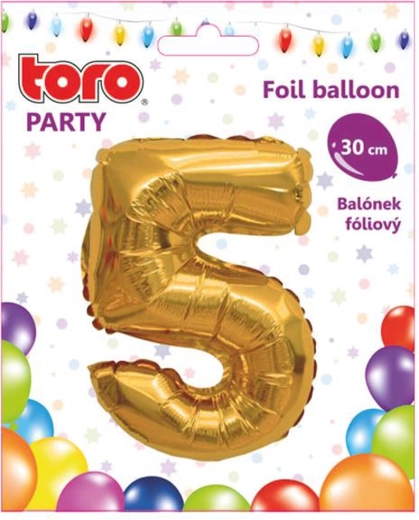 Folienballon Zahl 5 30 cm gold TORO