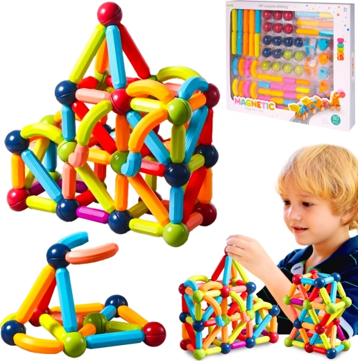 Magnetisches 3D-Konstruktionsset, 80 Teile