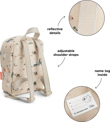 Done by Deer kleiner Kinderrucksack Tiny farm, sandfarben, 4 l
