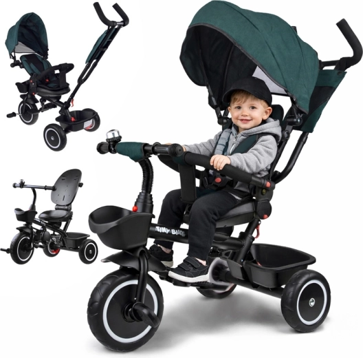 3-in-1 Kinder-Dreirad mit Verdeck TINY BIKE – Blau