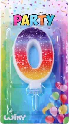 Partykerze mit der Zahl 0 und Sternen