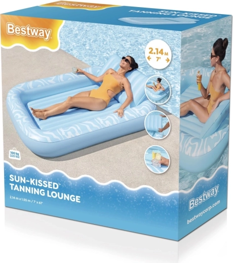 Bestway aufblasbare Luftmatratze Sun-Kissed mit Kopfstütze und Getränkehalter
