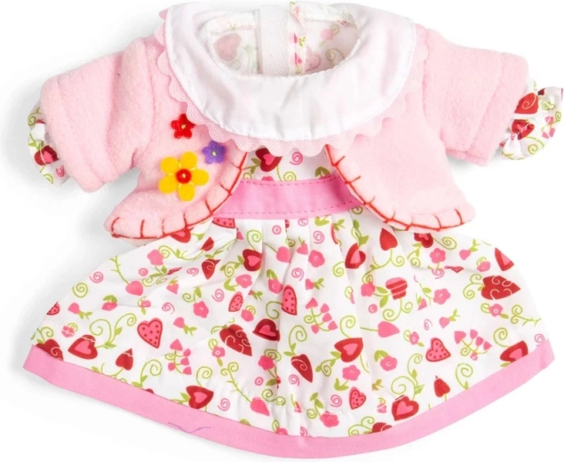 Bigjigs Toys Kleid mit Herzchen und rosa Jäckchen für Puppen 34 cm