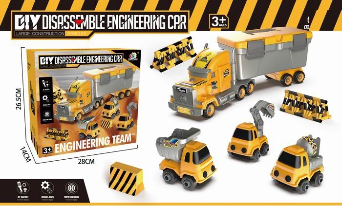 Schwerlast-Containerzugmaschine mit Baustellenfahrzeugen