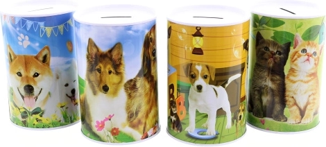 Metall-Spardose Hunde und Katzen 13,5 × 9 cm