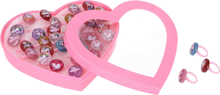 Glitzernder Kinder-Plastikring mit Einhorn - 1 Stück