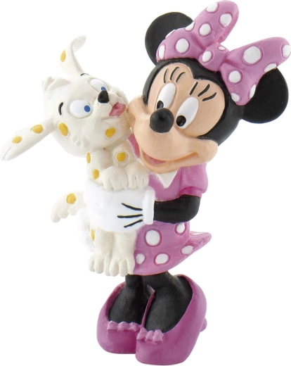 Minnie Mouse mit Hündchen handbemalte Figur