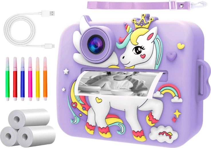 Kinder-Sofortbildkamera Renew Force mit Thermodruck, Full HD und 32-GB-Karte + 3 Papierrollen – 1 Stück