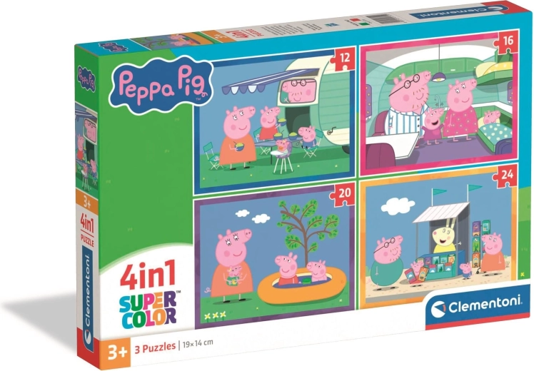 Puzzle CLEMENTONI Peppa Wutz 4-in-1 – Reisen (12, 16, 20, 24 Teile)