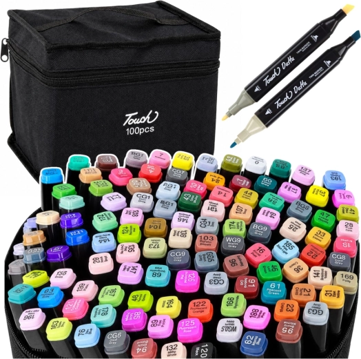 Doppelseitige Alkoholmarker im Etui, Set 100 Stk.