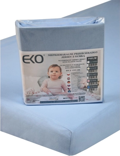 EKO wasserdichtes Spannbettlaken mit Gummizug Jersey blau 120 × 60 cm