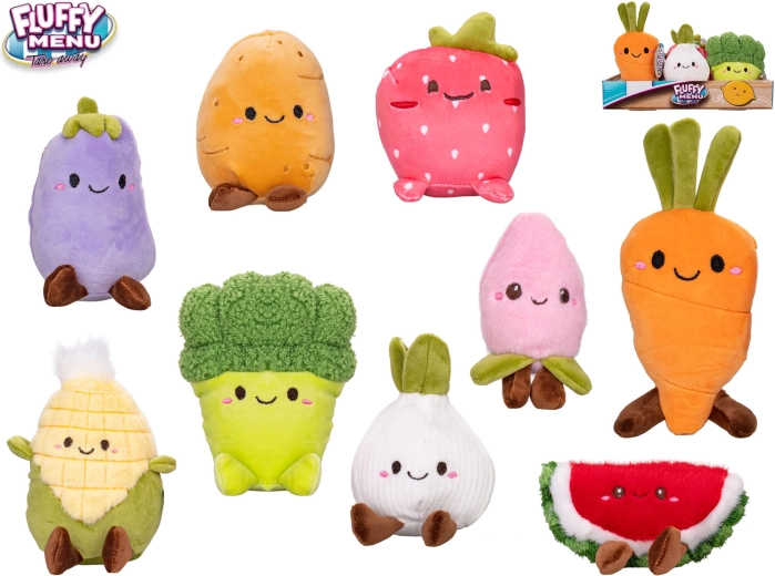 Fluffy Menu Plüsch-Obst und -Gemüse 12–14 cm