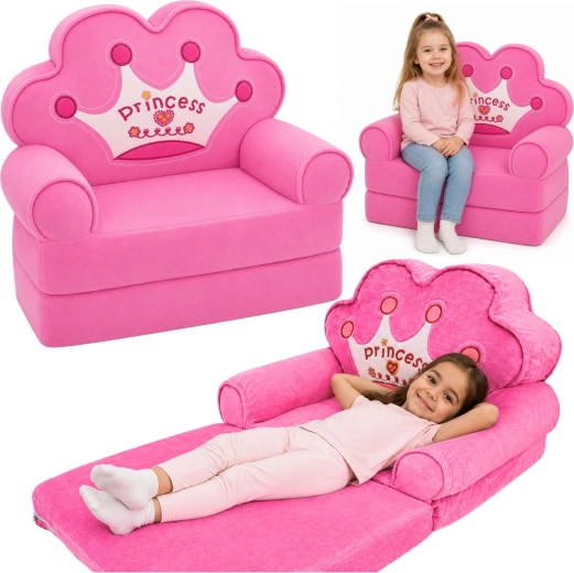 Ausklappbarer Kinderstuhl 2-in-1 Prinzessin mit Krone rosa – 1 Stück