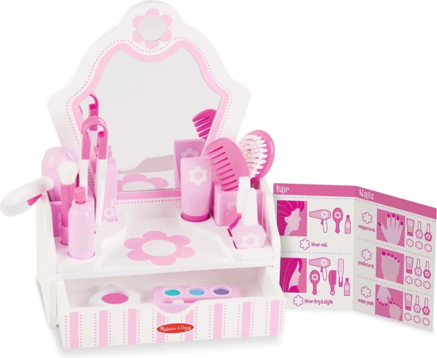Melissa & Doug Kinderschminktisch Beauty Salon mit Zubehör (18 Teile)