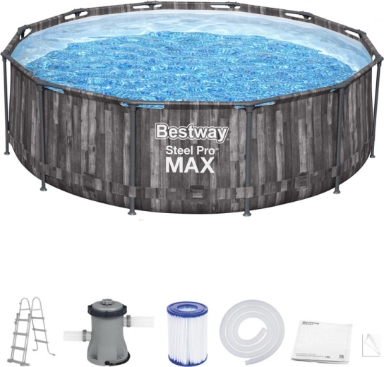 Bestway Pool mit Rahmen 366x100 cm Holzoptik