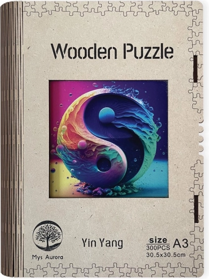 Holz-Puzzle Yin Yang