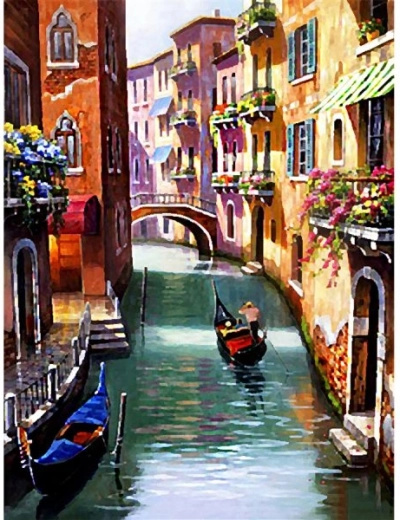 Malen nach Zahlen – Bild auf Keilrahmen 40 × 50 cm – Kanal in Venedig