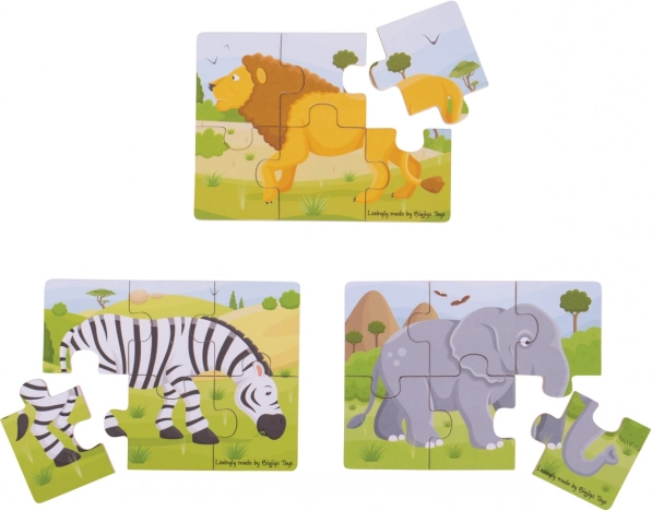 Holzpuzzle 3-in-1 Safari-Tiere BIGJIGS TOYS
